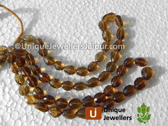 Cognac Quartz Concave Cut Nuggets Beads